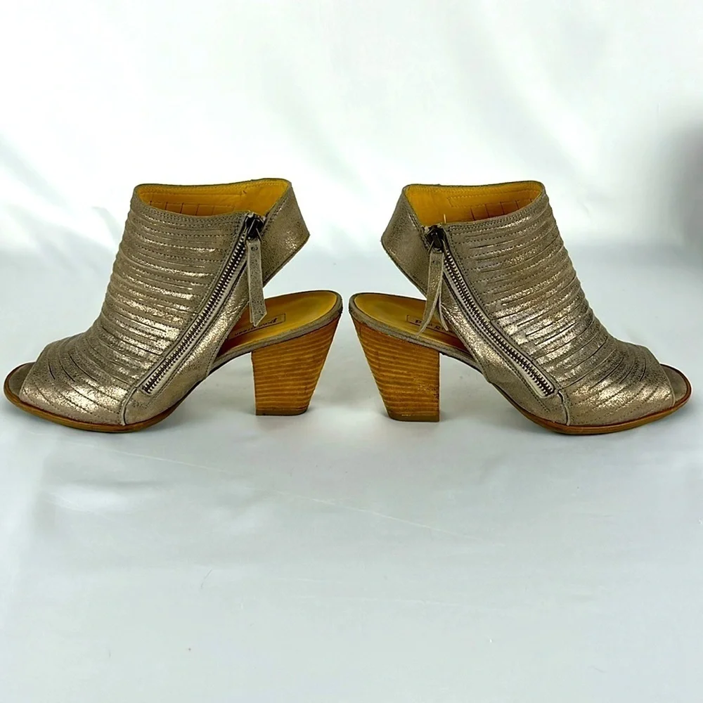 Paul Green Cayanne Peep Toe High Heel Booties SZ 9 US/SZ 6.5 UK Metallic Leather